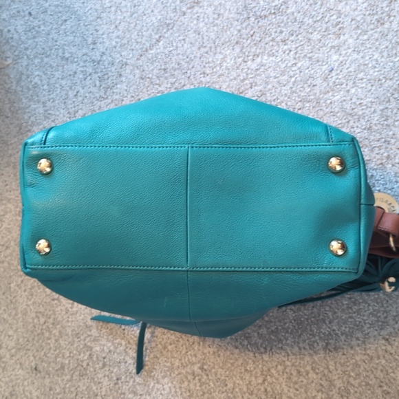 Isaac Mizrahi Turquoise and Tan Shoulder Bag - Picture 11 of 11